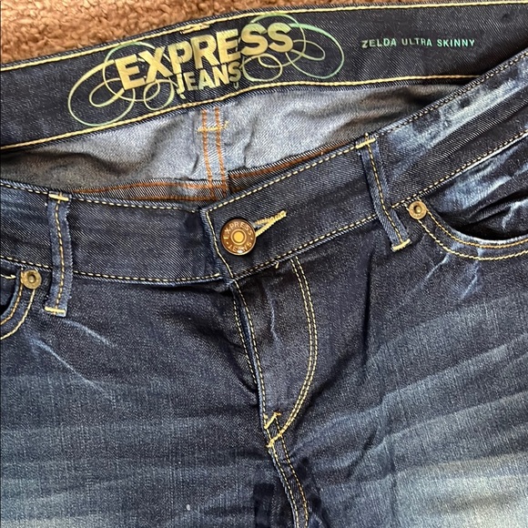 Express Blue Ultra Skinny Jeans - Picture 3 of 7